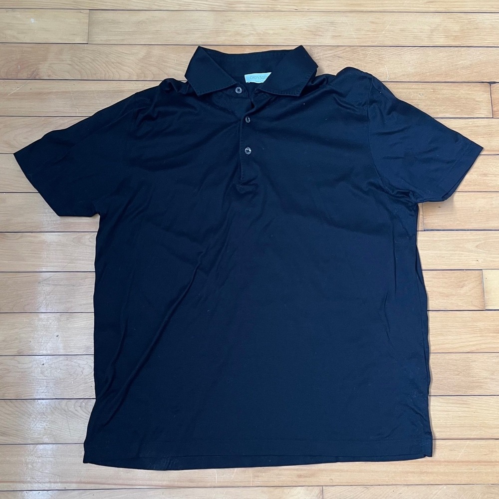 Gran Sasso Mens Black Cotton Short Sleeve Polo Shirt Italy Size 52 IT / Large